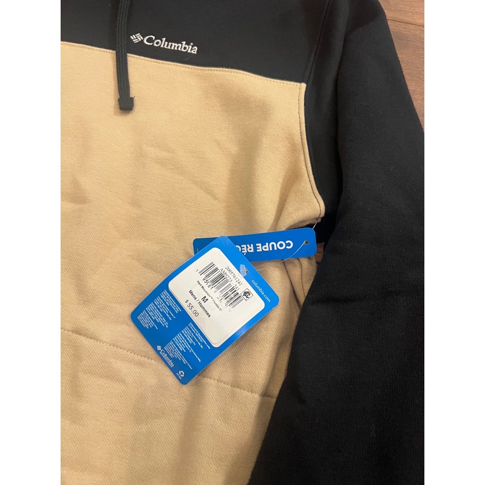 Columbia Hart Mountain III Hoodie Mens Medium Black Tan Colorblock Sweatshirt - Picture 4 of 5